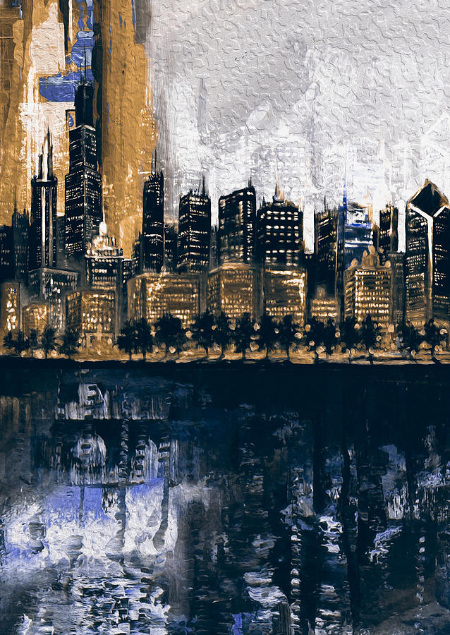 Chicago Skyline 201 2 Painting by Mawra Tahreem