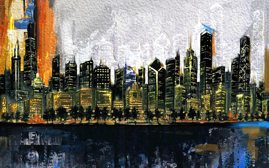 Chicago Skyline 201 3 Painting by Mawra Tahreem