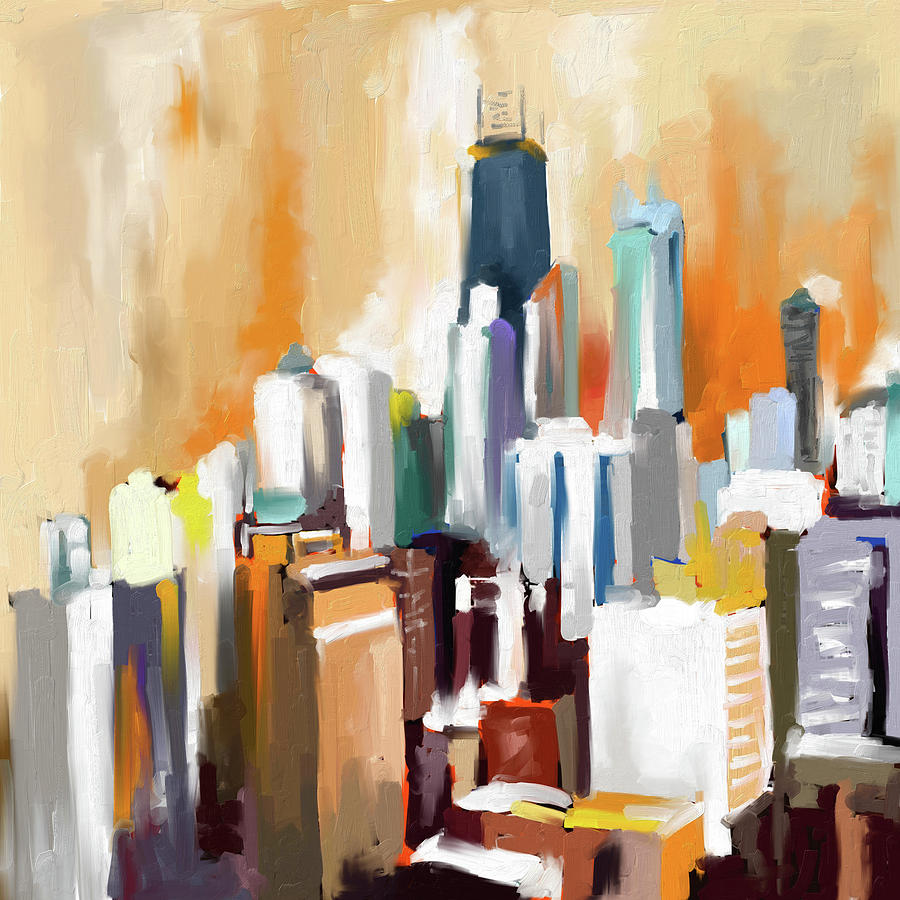 Chicago Painting - Chicago Skyline 649 1 by Mawra Tahreem