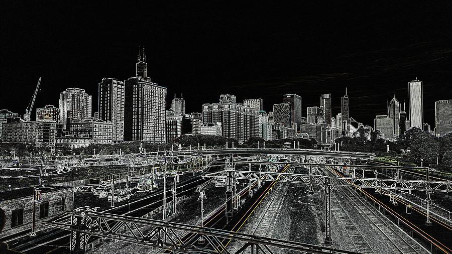 Chicago Skyline and Tracks Photograph by Britten Adams