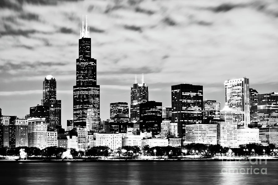 Chicago Skyline At Night Photograph
