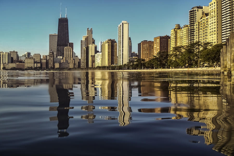 Chicago Skyline from north avenue partiallysubmerged Photograph by Sven Brogren