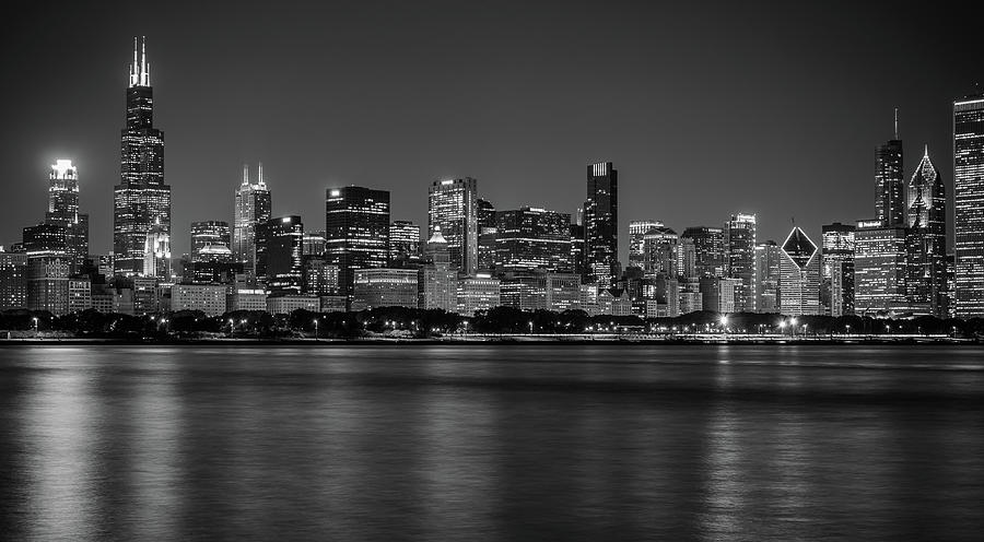 Chicago Skyline - Black and White Photograph by Anthony Doudt