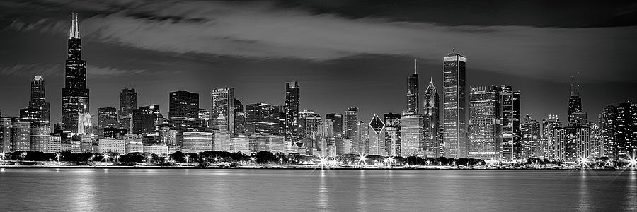 Chicago Skyline Black and White Photograph by Lev Kaytsner
