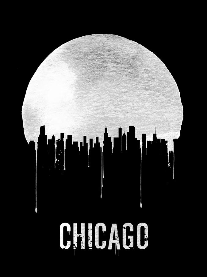 Chicago Painting - Chicago Skyline Black by Naxart Studio