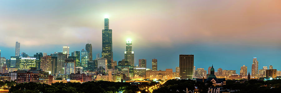 Chicago Photograph - Chicago Skyline City Panorama by Gregory Ballos