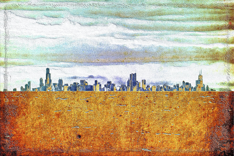 Chicago Skyline Mixed Media by DiDesigns Graphics