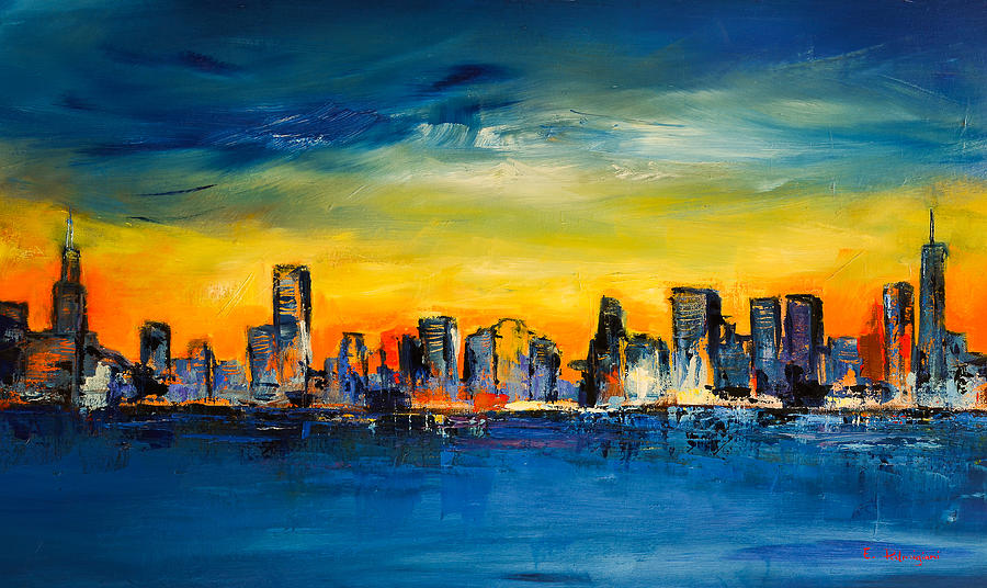 Chicago Skyline Oil Painting / Oil Painting of the Chicago Skyline For