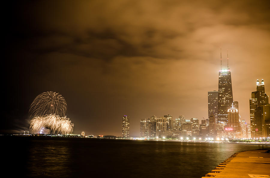 Chicago Skyline Fireworks Finale Photograph by Anthony Doudt