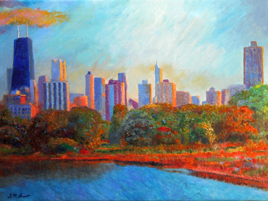 Chicago Skyline from the Lagoon Painting by Michael Durst - Pixels