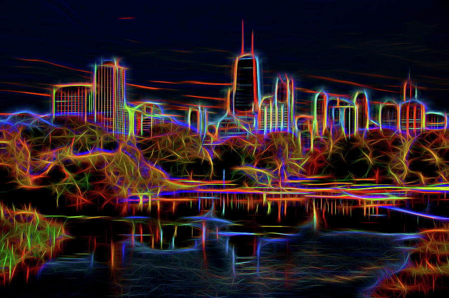 Chicago Skyline in Neon Photograph by Lev Kaytsner