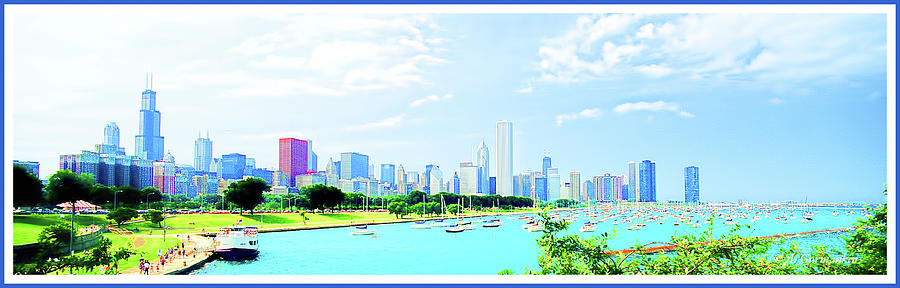 Chicago Skyline, Lake Michigan Digital Art by A Macarthur Gurmankin