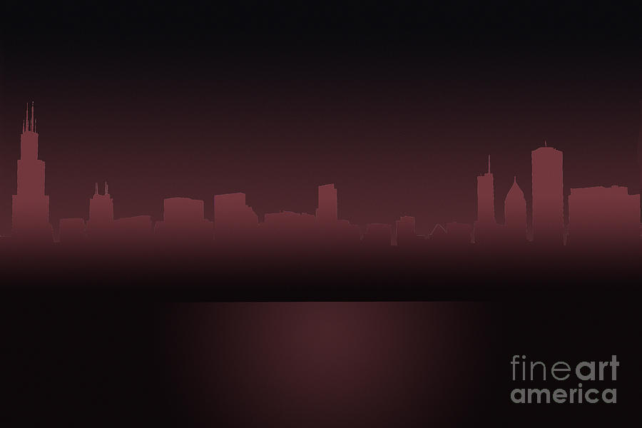 Chicago Skyline Mauve Outline Photograph by Andrea Silies