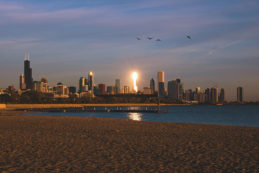 Chicago Skyline Morning Glow Photograph by Jay Smith