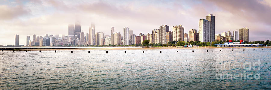Chicago Skyline Panorama at North Avenue Beach Photograph by Paul Velgos
