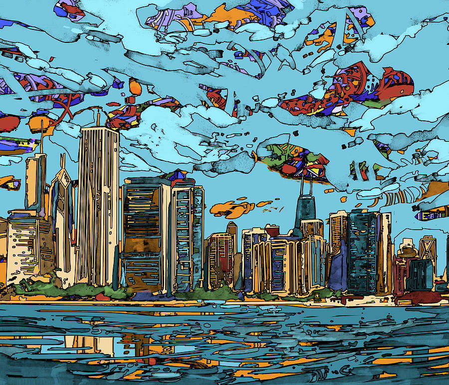 Chicago Skyline Panorama Digital Art by Bekim M