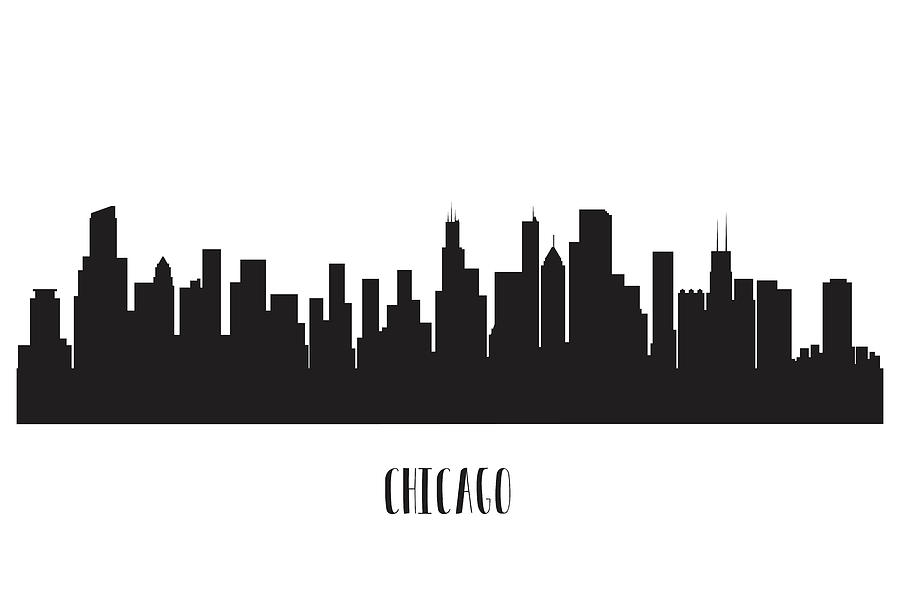 Chicago Skyline Silhouette Digital Art