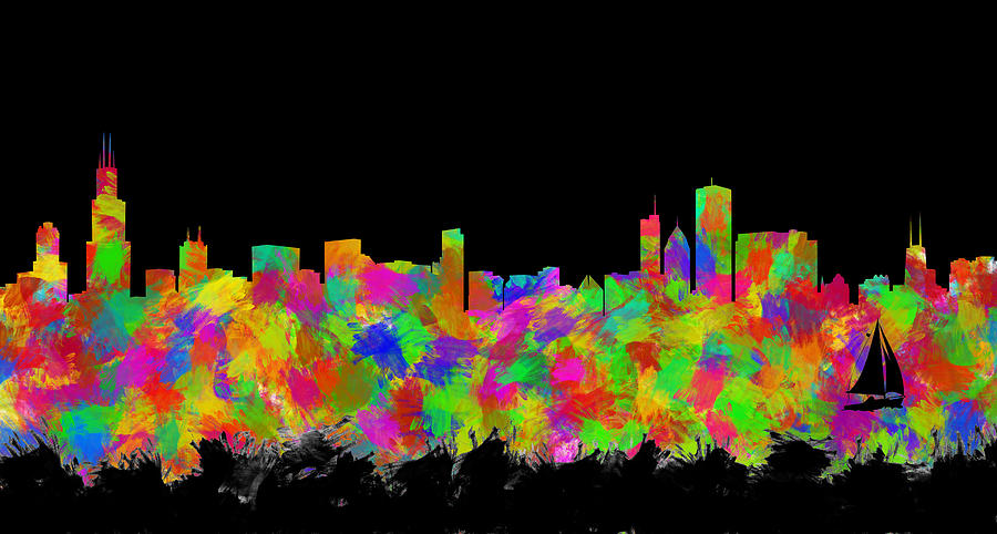Chicago Skyline Silhouette II Digital Art