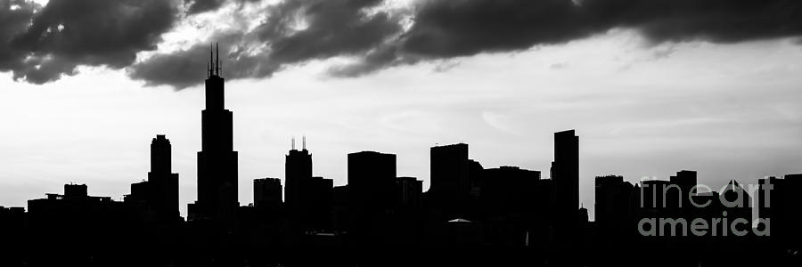 Chicago Skyline Silhouette Panorama Photo Photograph by Paul Velgos