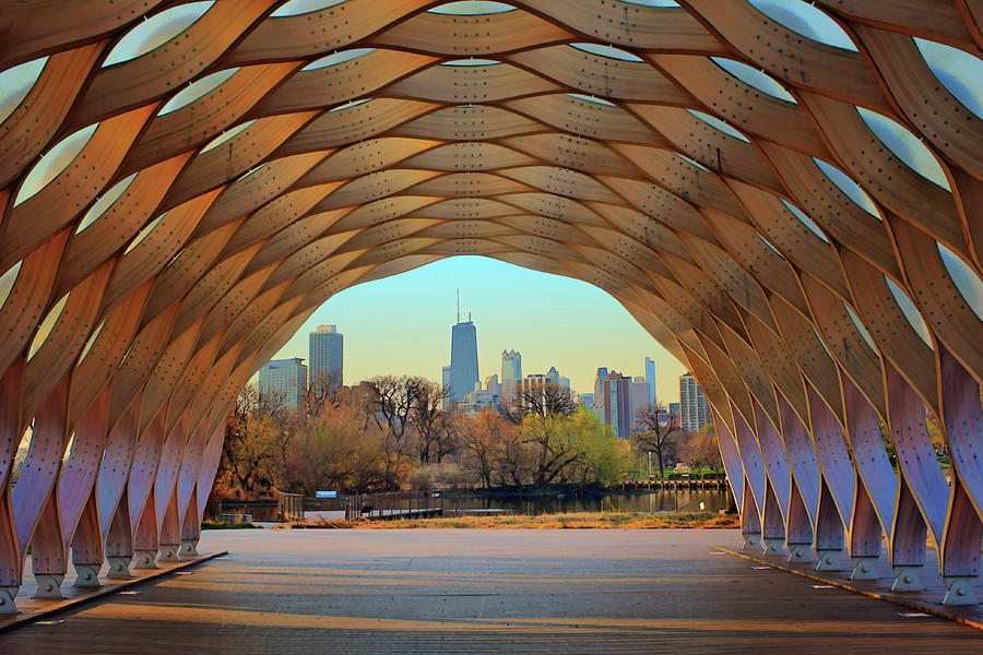 Chicago Skyline Photograph - Chicago Skyline - South Pond Pavilion by Nikolyn McDonald