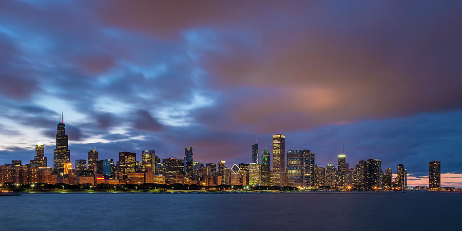Chicago Skyline Sunset Photograph by Ryan Heffron