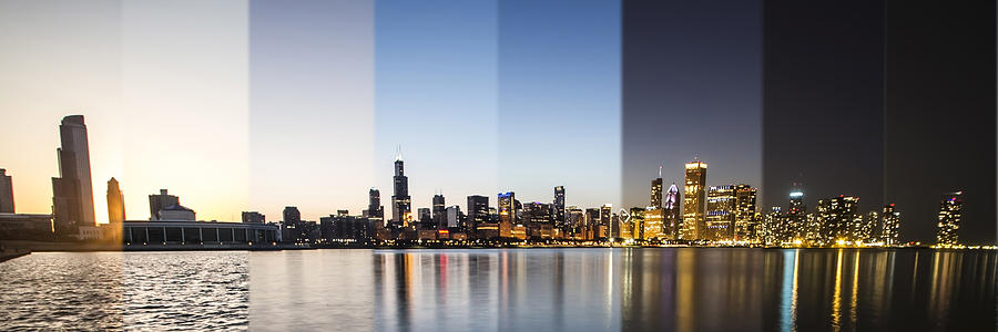 Chicago skyline time slice panoramic crop Photograph by Sven Brogren