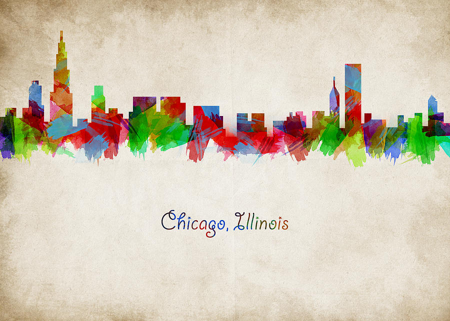 Chicago skyline watercolor Digital Art by Mihaela Pater - Fine Art America