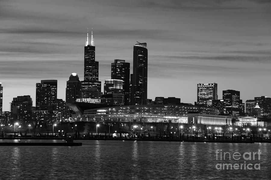 Chicago Soldier Field and Skyline at dusk Photograph by Michael Paskvan ...