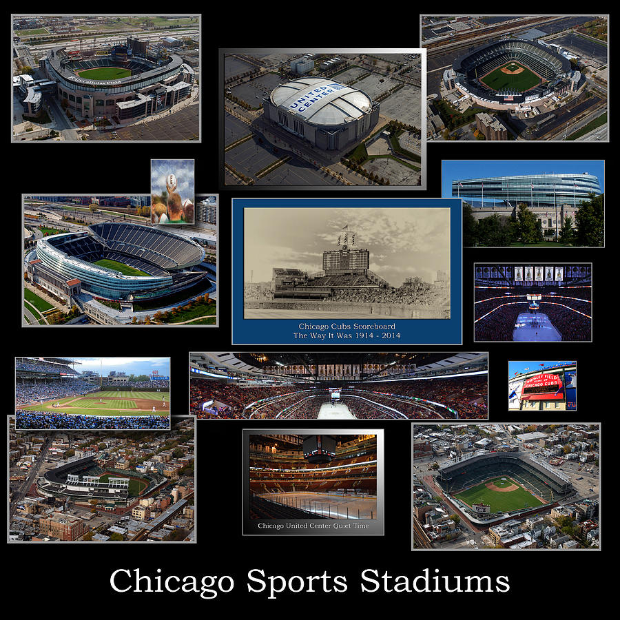 Chicago Sports Collage 03 Blk Photograph by Thomas Woolworth