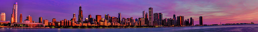 Chicago Sunrise Panorama Photograph by Josh Bryant
