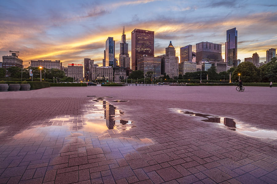 Chicago Sunset Cityscape Photograph by Lindley Johnson