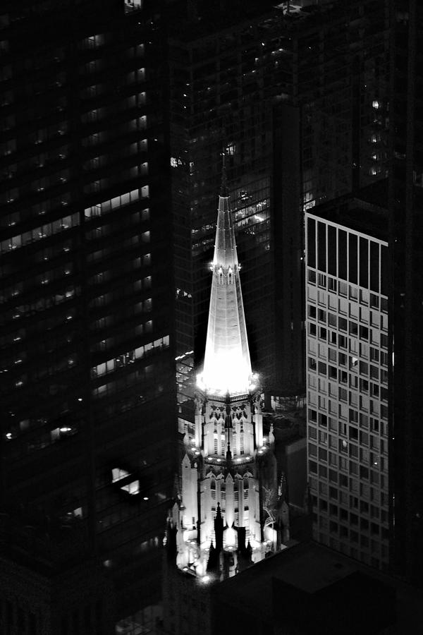 Chicago Temple Building Steeple BW Photograph by Richard Zentner