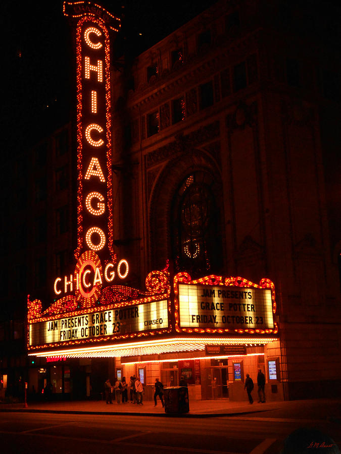 Chicago Photograph - Chicago Theater at Night by Michael Durst