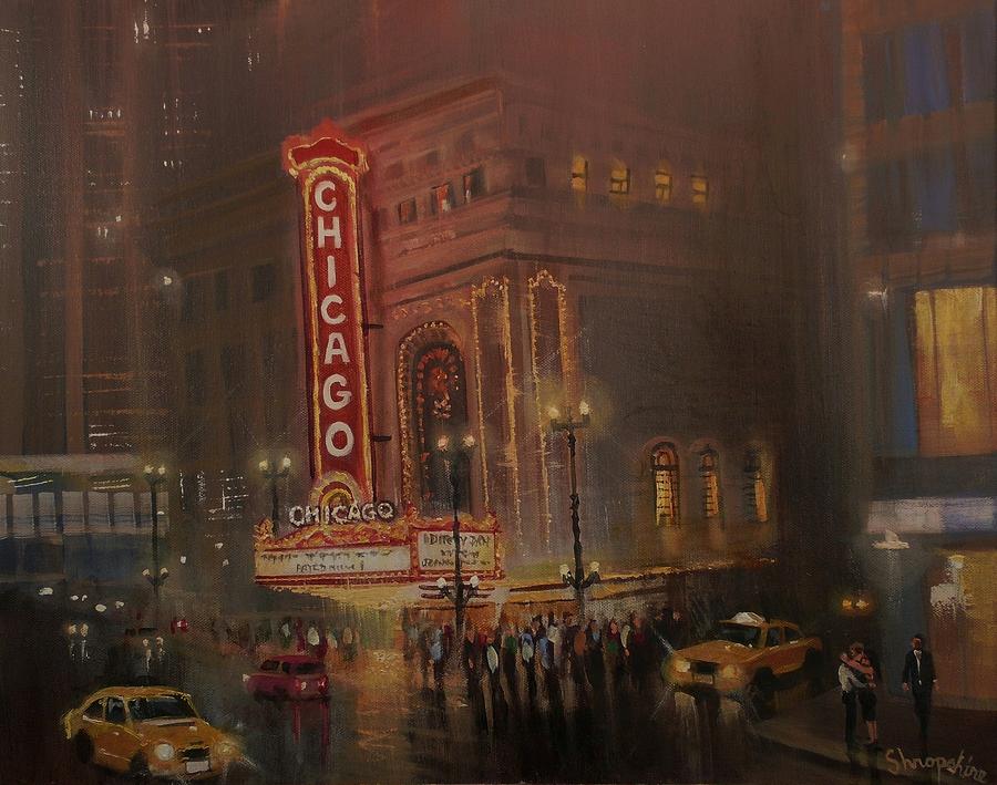 Chicago Theatre Painting by Tom Shropshire