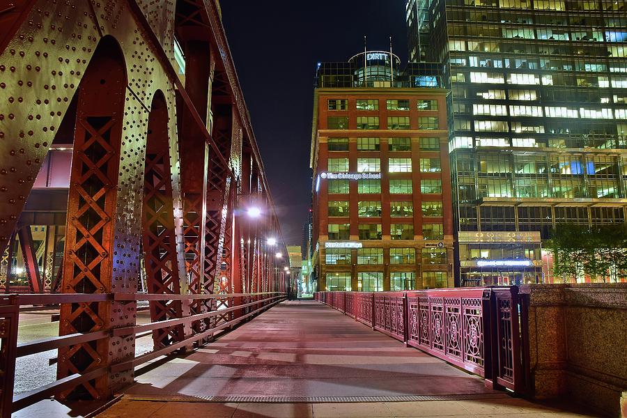 Chicago Walkway at Night Photograph by Frozen in Time Fine Art Photography