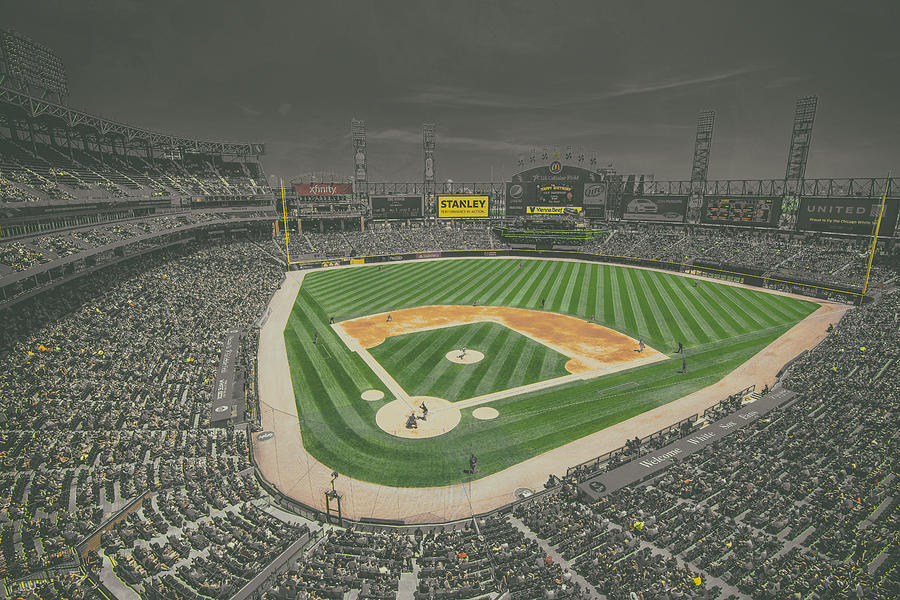 Chicago White Sox US Cellular Field Creative 4 Black and White Photograph by David Haskett II
