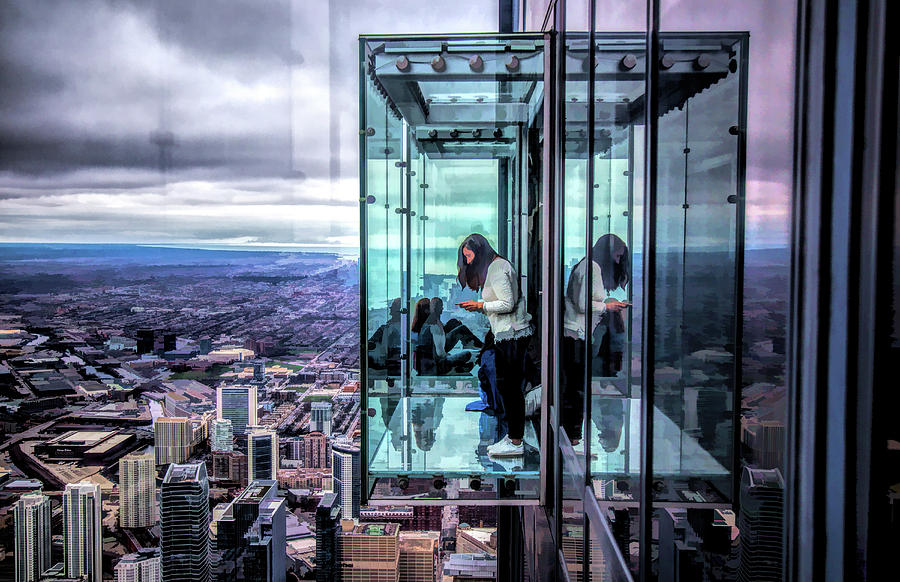 Chicago Willis Tower Ledge Painting by Christopher Arndt