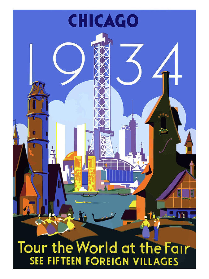 Chicago, world fair, vintage travel poster Painting by Long Shot