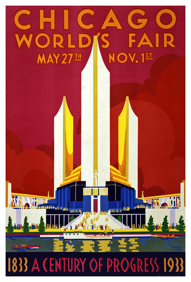 Chicago, worlds fair, vintage travel poster Painting by Long Shot