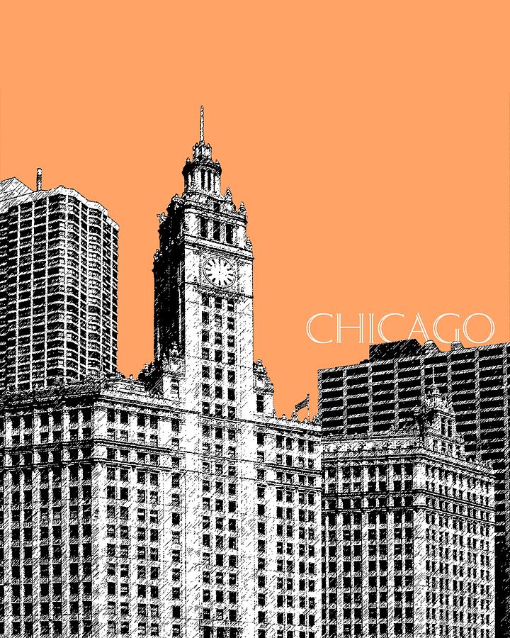 Chicago Wrigley Building - Salmon Digital Art by DB Artist