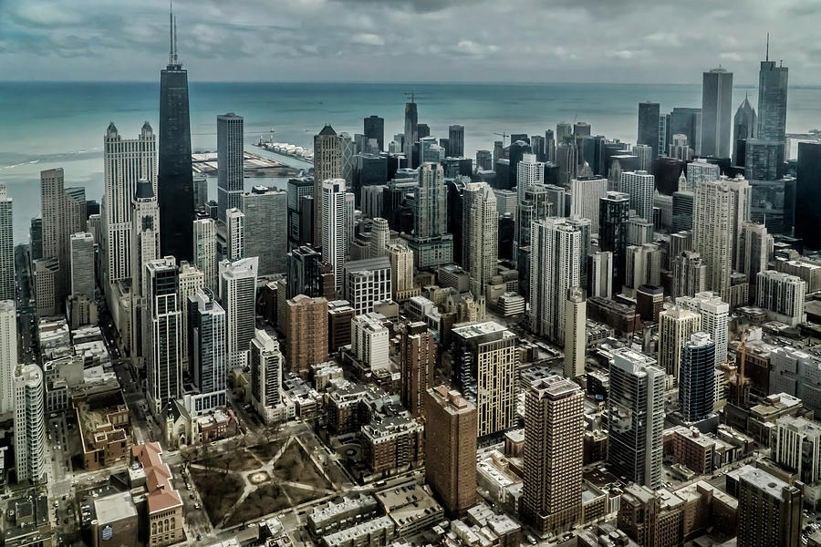 Chicagos gold coast from a helicopter Photograph by Sven Brogren
