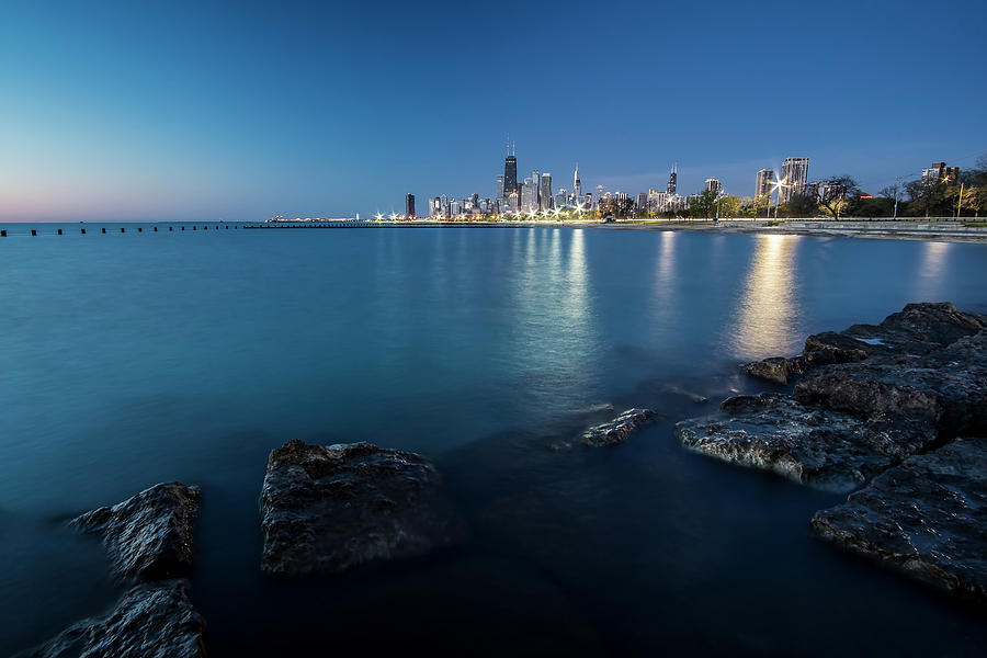 Chicagos Lakefront and skyline at dawn  Photograph by Sven Brogren