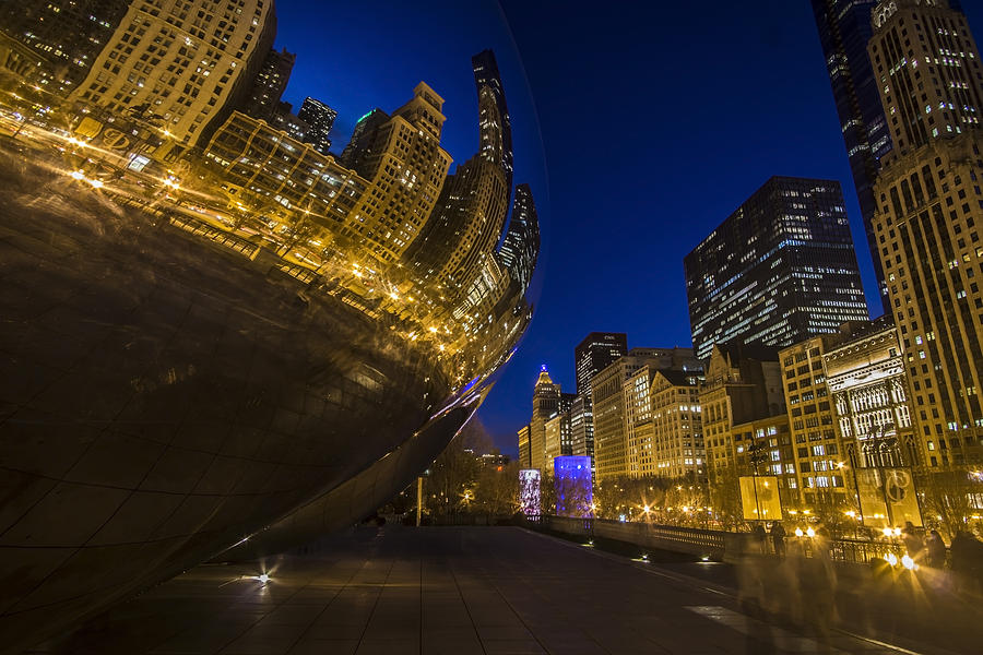Chicagos Millenium Park at dusk Photograph by Sven Brogren