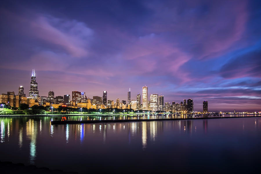 Chicago Photograph - Chicagos Monroe Harbor at dawn by Sven Brogren