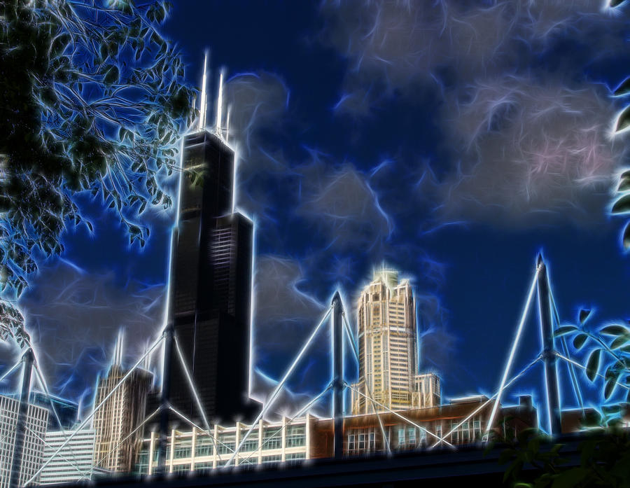 Chicago Digital Art - Chicagos Sears Tower by Flees Photos