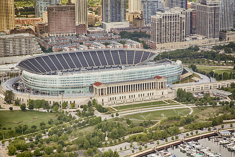 Chicagos Soldier Field Aerial Photograph by Adam Romanowicz