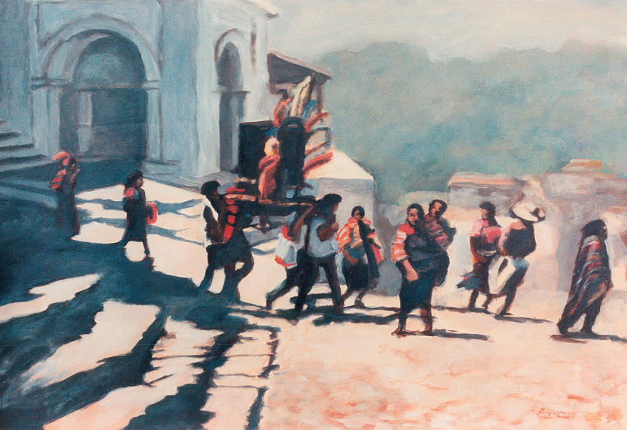Mexica Painting - Chichicastenango Procession by Emiliano Campobello