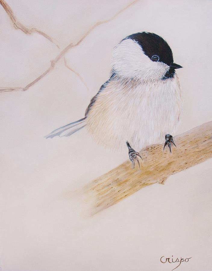 Wildlife Painting - Chick-a-dee by Jean Yves Crispo