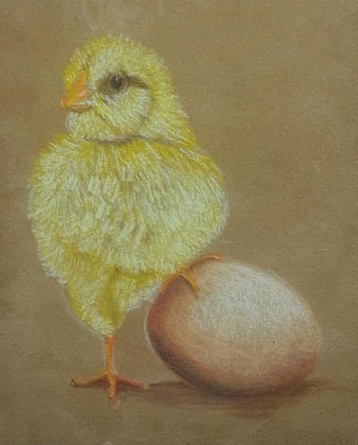 Chicken Drawing - Chick and Egg by JoAnn Morgan Smith