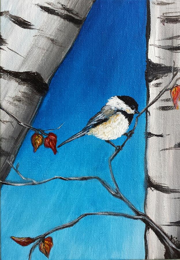 Bird Painting - Chickadee in the Birch by Vivian Casey Fine Art